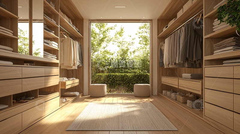 高清大图下载【趣麦麦图】明亮宽敞的步入式衣帽间