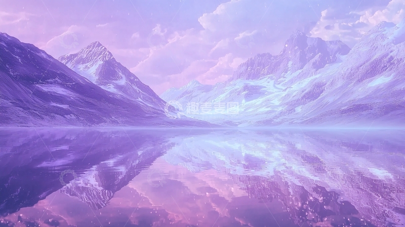 高清大图下载【趣麦麦图】紫色山脉湖泊倒影