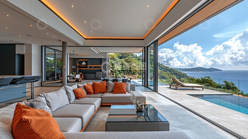 高清大图下载【趣麦麦图】豪华海景别墅室内