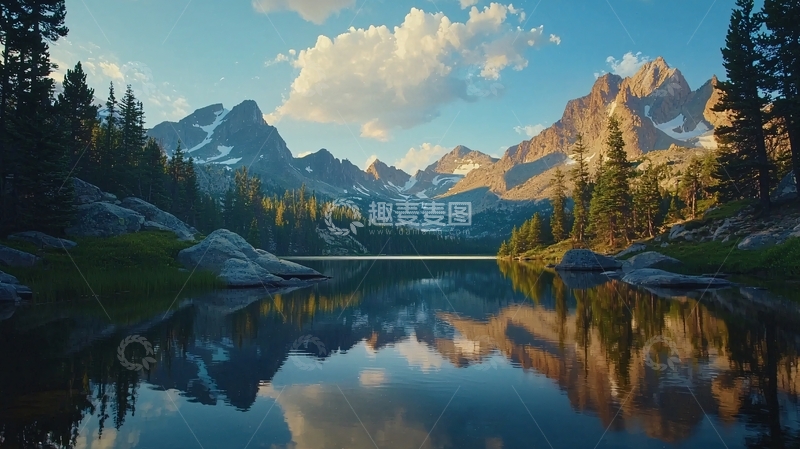 高清大图下载【趣麦麦图】山峰倒影湖泊