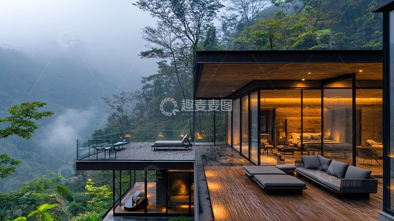高清大图下载【趣麦麦图】山间现代别墅住宅