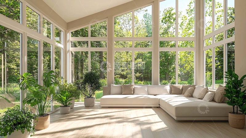 高清大图下载【趣麦麦图】阳光洒满落地窗的现代客厅