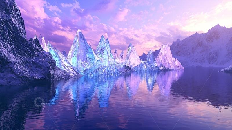 高清大图下载【趣麦麦图】梦幻冰山湖泊景色