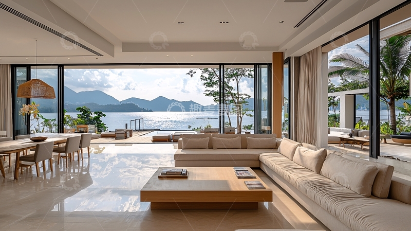 高清大图下载【趣麦麦图】豪华海景别墅客厅