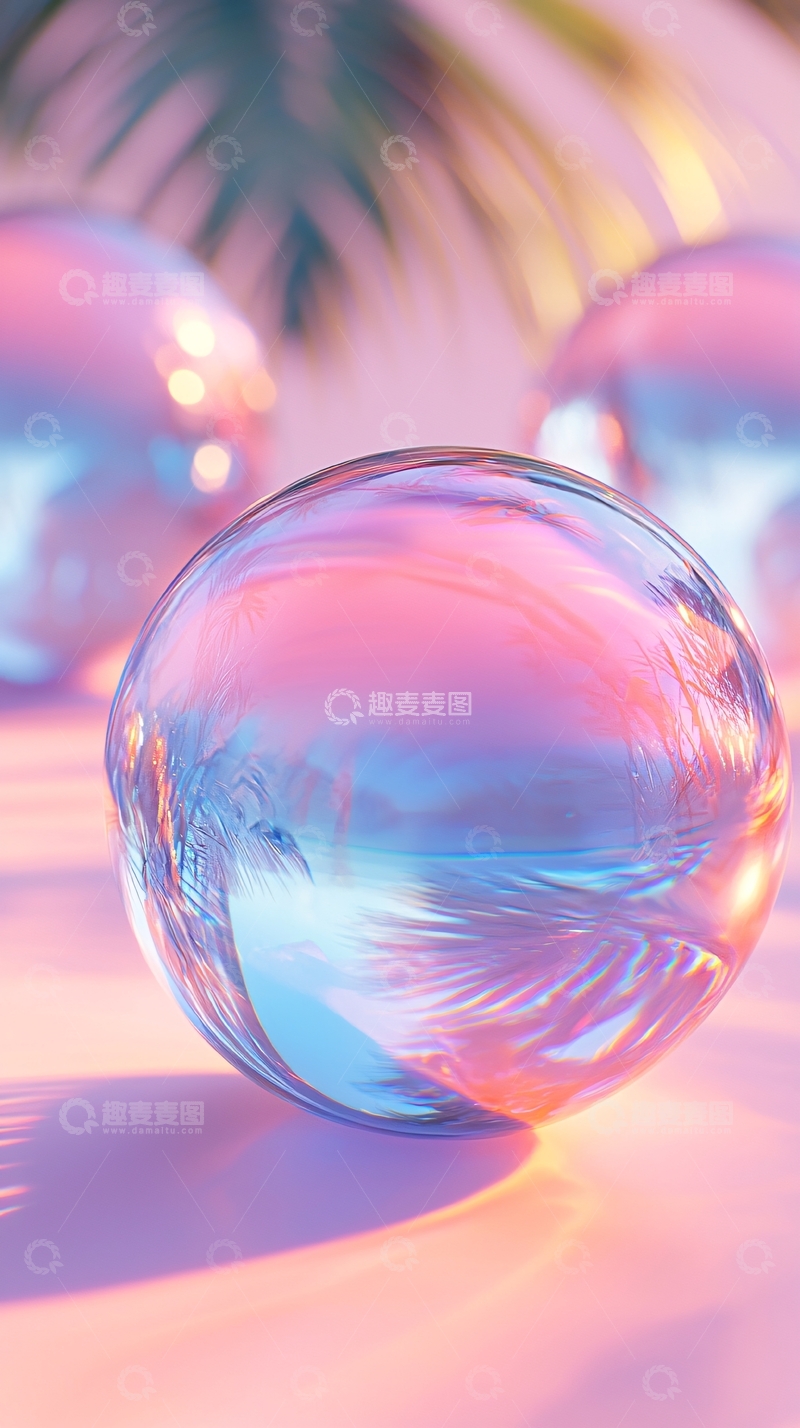 高清大图下载【趣麦麦图】粉色背景水晶球