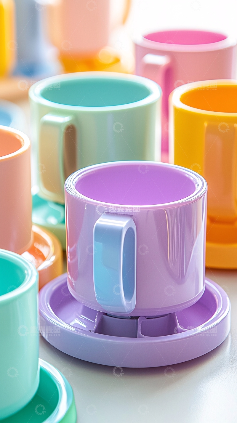 高清大图下载【趣麦麦图】马卡龙色系小巧茶杯