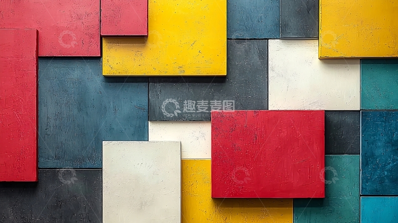 高清大图下载【趣麦麦图】彩色几何块堆叠