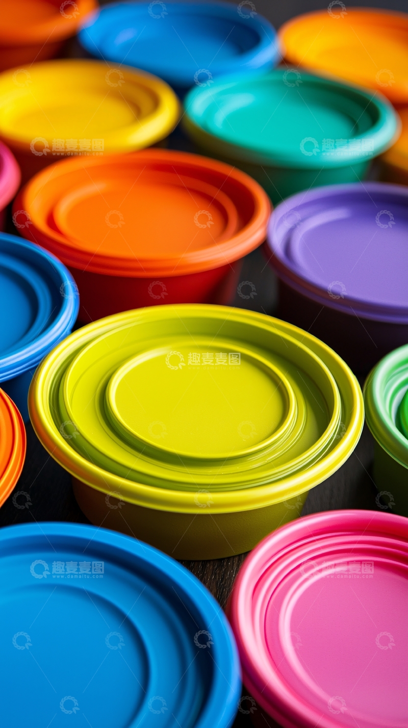 高清大图下载【趣麦麦图】彩色可折叠硅胶碗