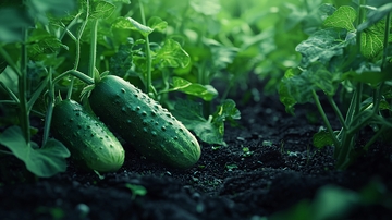 绿油油的黄瓜地里成熟的黄瓜