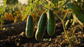 黄瓜藤上成熟的黄瓜