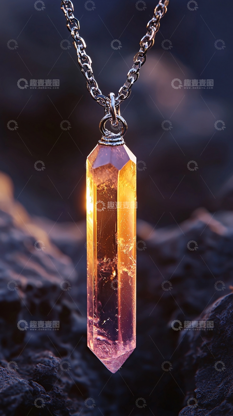 高清大图下载【趣麦麦图】晶莹剔透的紫黄水晶吊坠