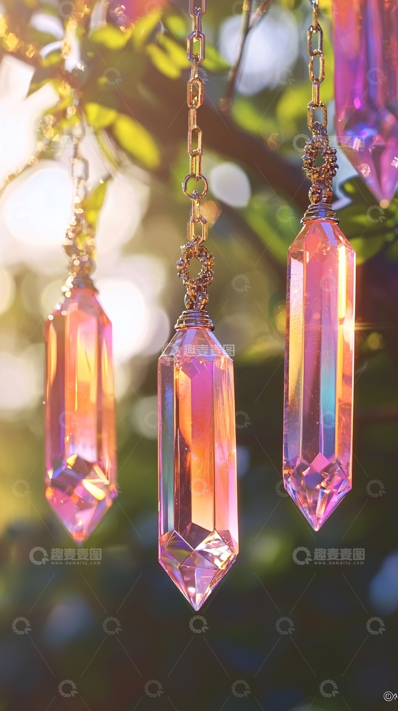 高清大图下载【趣麦麦图】粉色水晶吊坠