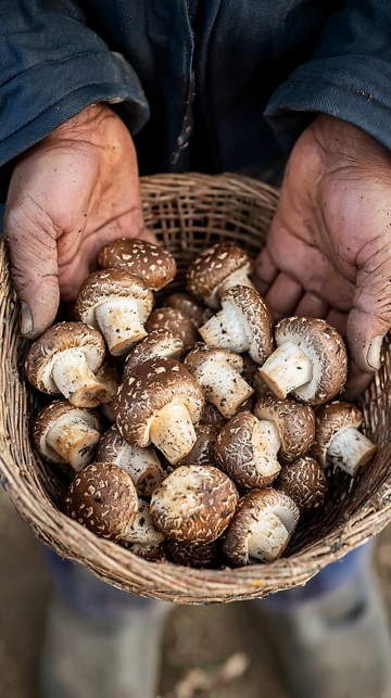双手捧着香菇