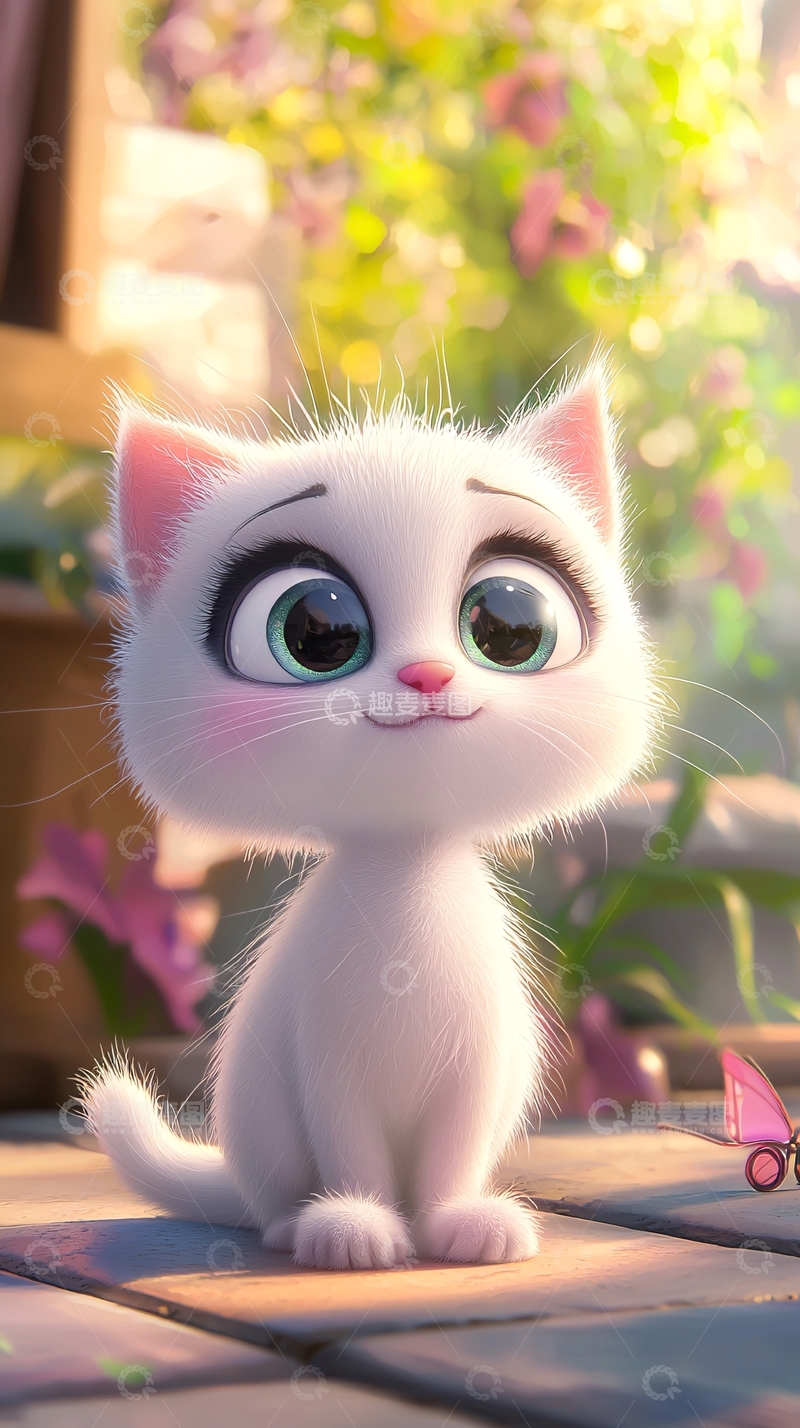 高清大图下载【趣麦麦图】可爱卡通白猫