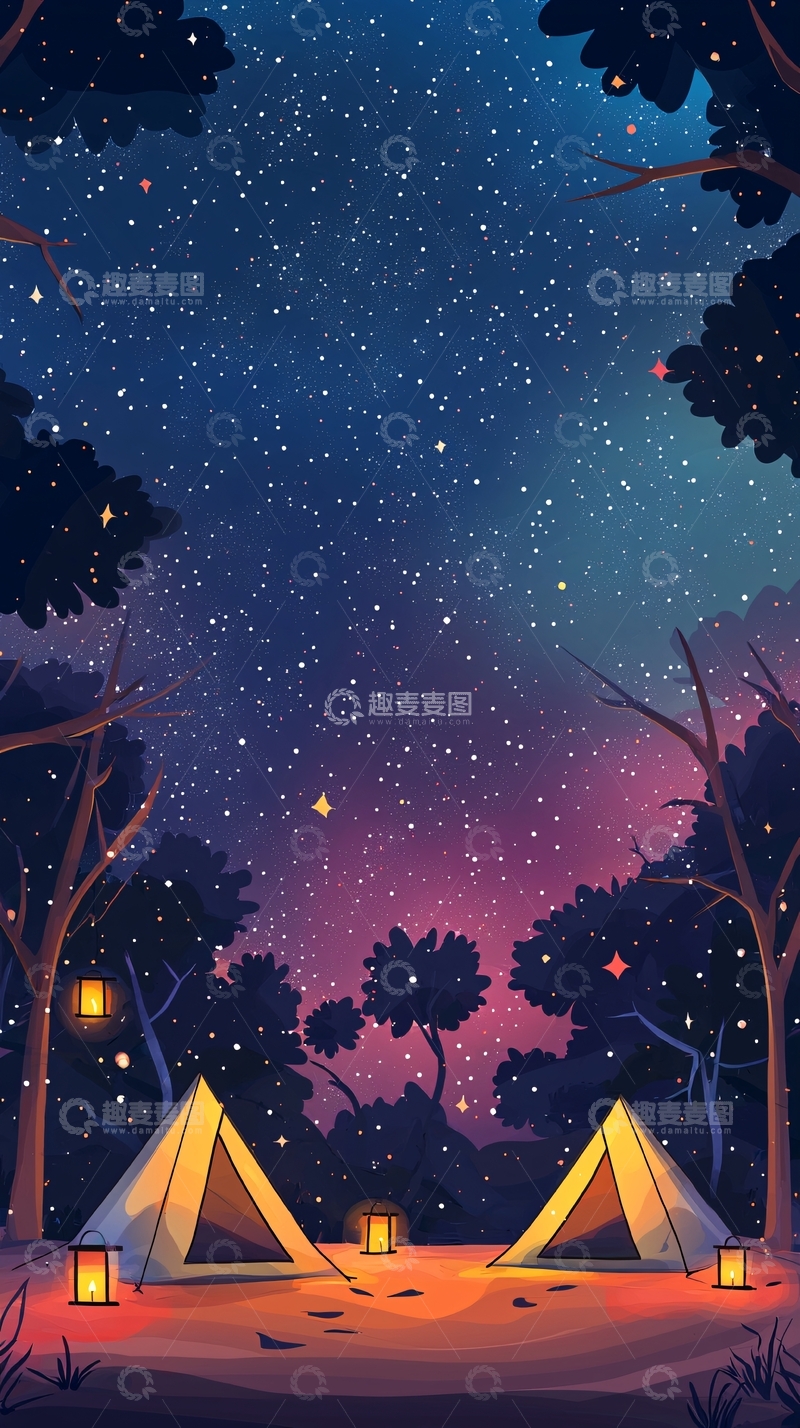 高清大图下载【趣麦麦图】星空下的营地