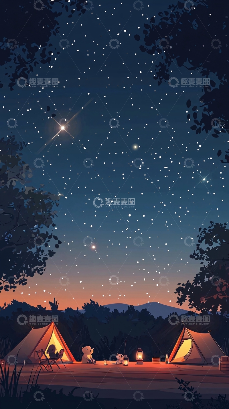 高清大图下载【趣麦麦图】星空下的营地