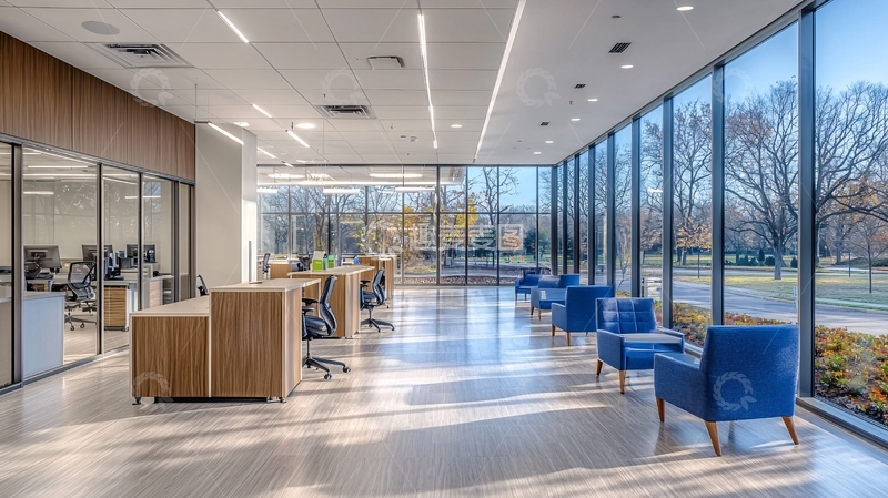 高清大图下载【趣麦麦图】现代明亮办公室落地窗