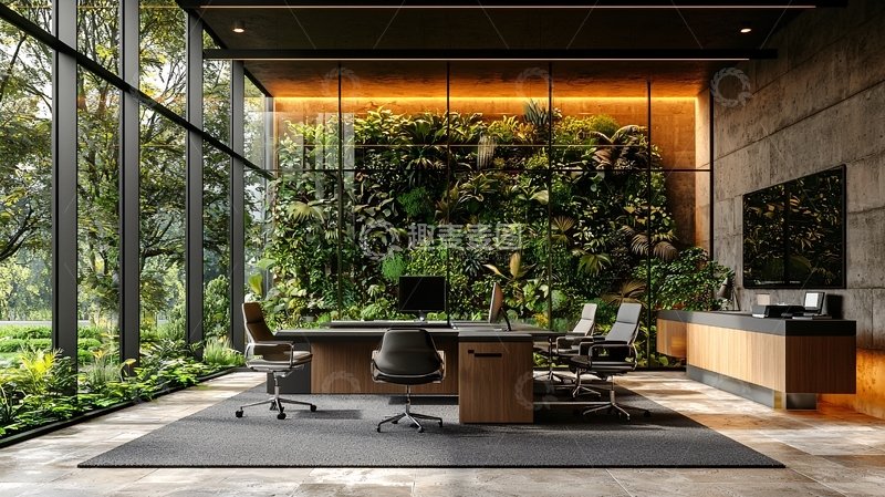 高清大图下载【趣麦麦图】豪华办公室绿植墙