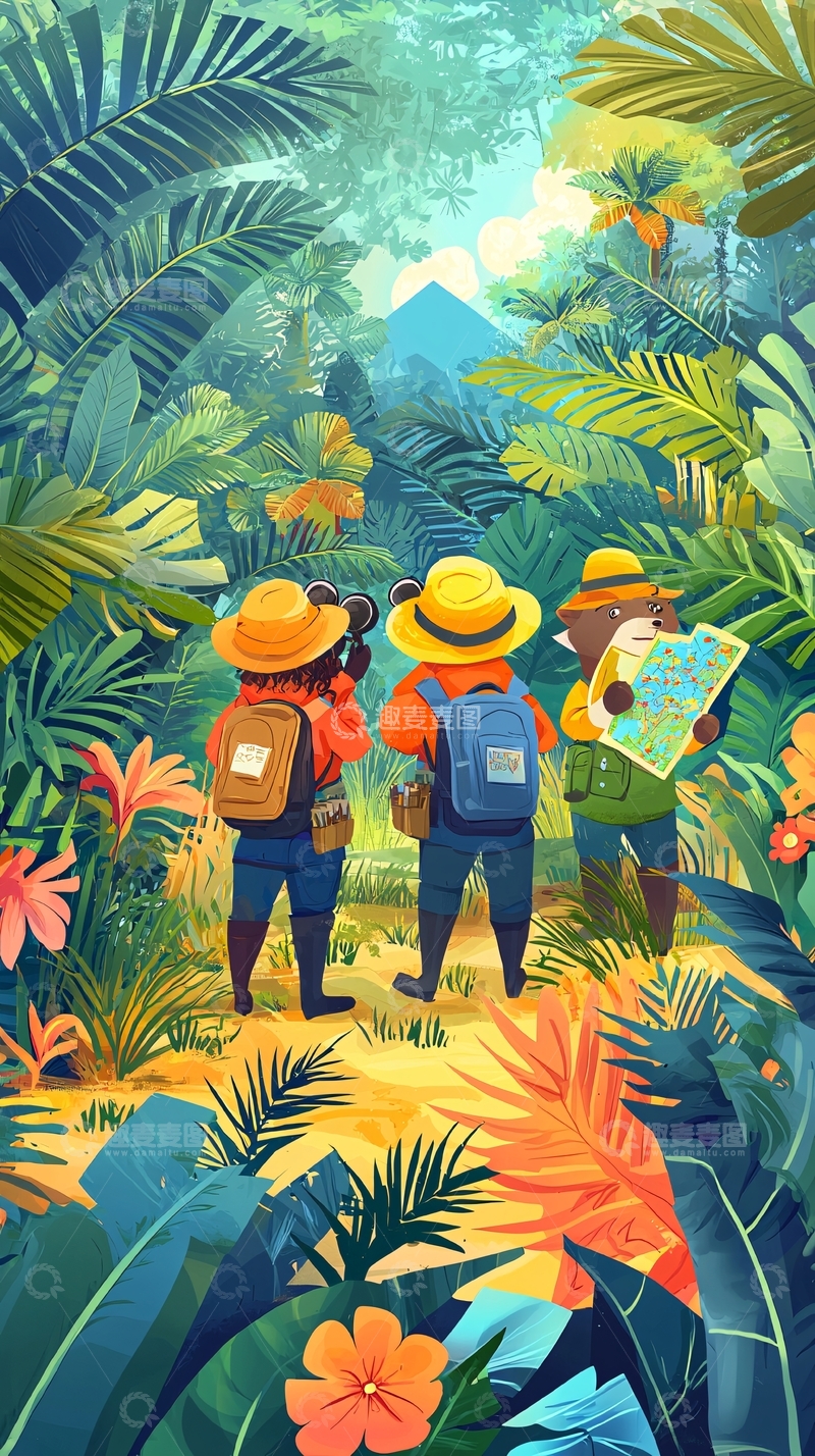 高清大图下载【趣麦麦图】热带雨林探险家