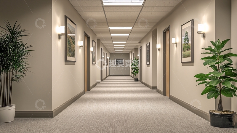 高清大图下载【趣麦麦图】长长的酒店走廊