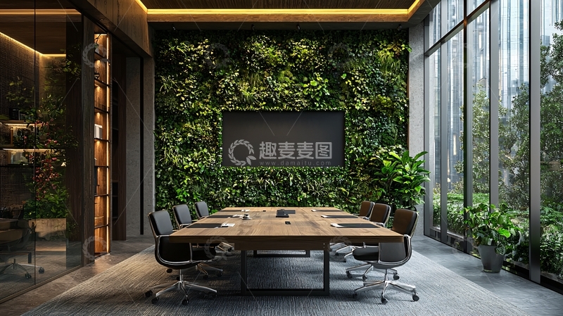 高清大图下载【趣麦麦图】现代绿色植物办公室