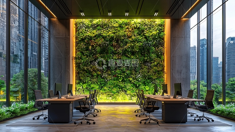 高清大图下载【趣麦麦图】办公室垂直绿化墙