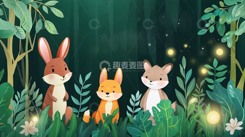 高清大图下载【趣麦麦图】森林动物朋友