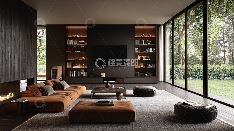 高清大图下载【趣麦麦图】现代简约客厅落地窗设计