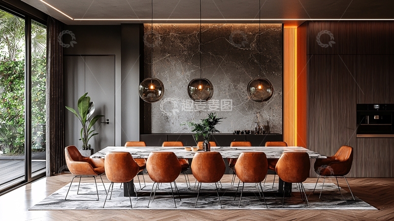 高清大图下载【趣麦麦图】现代轻奢餐厅设计