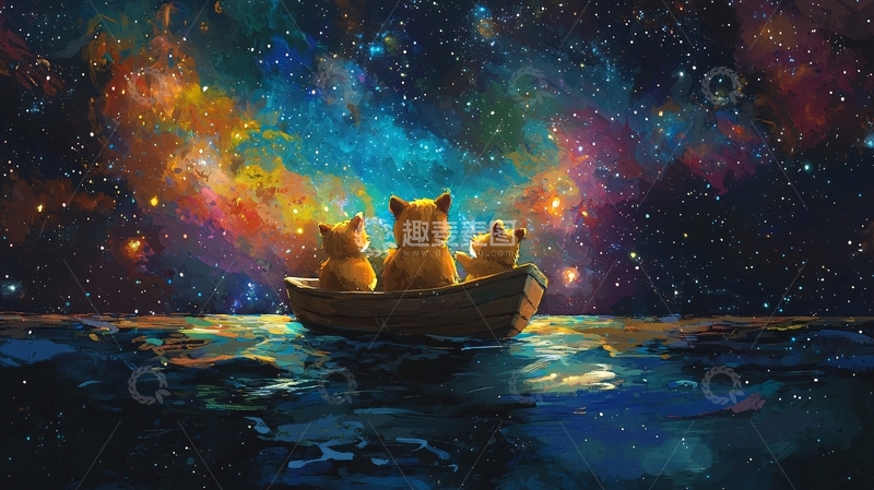 高清大图下载【趣麦麦图】星云下的友谊之船
