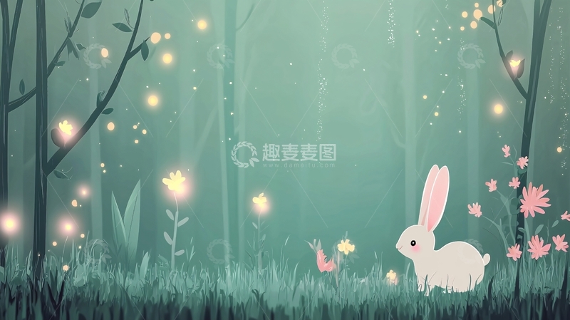 高清大图下载【趣麦麦图】梦幻森林兔子