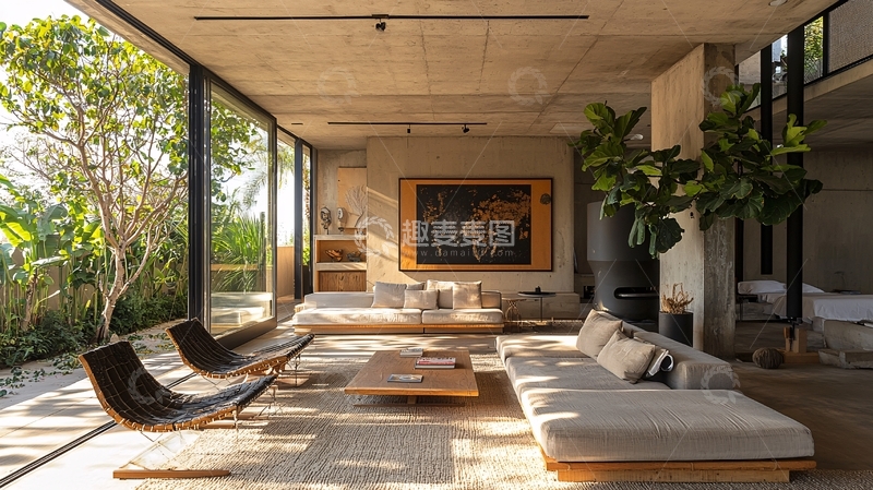 高清大图下载【趣麦麦图】明亮开阔的现代客厅