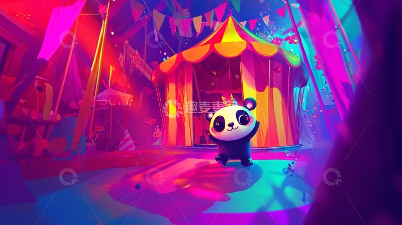 高清大图下载【趣麦麦图】梦幻马戏团熊猫