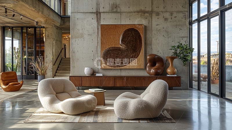 高清大图下载【趣麦麦图】现代混凝土客厅
