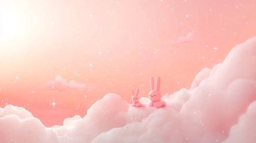 粉色兔子云朵背景