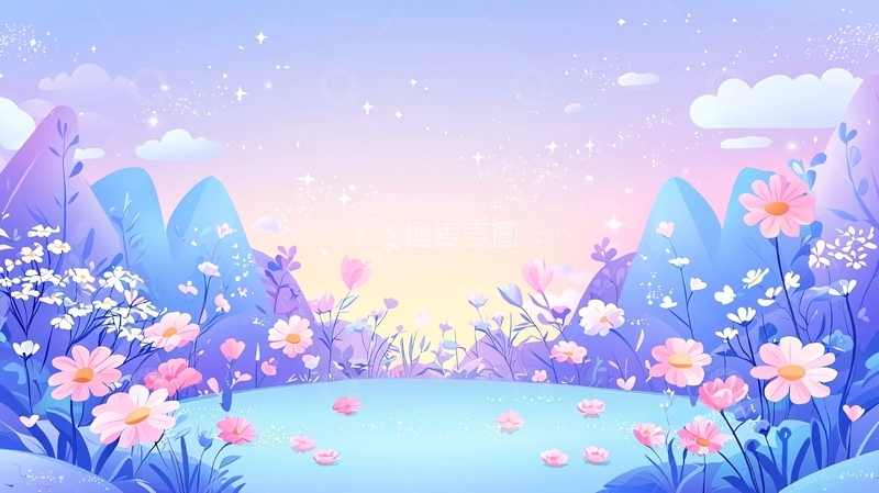 高清大图下载【趣麦麦图】梦幻唯美花田背景图