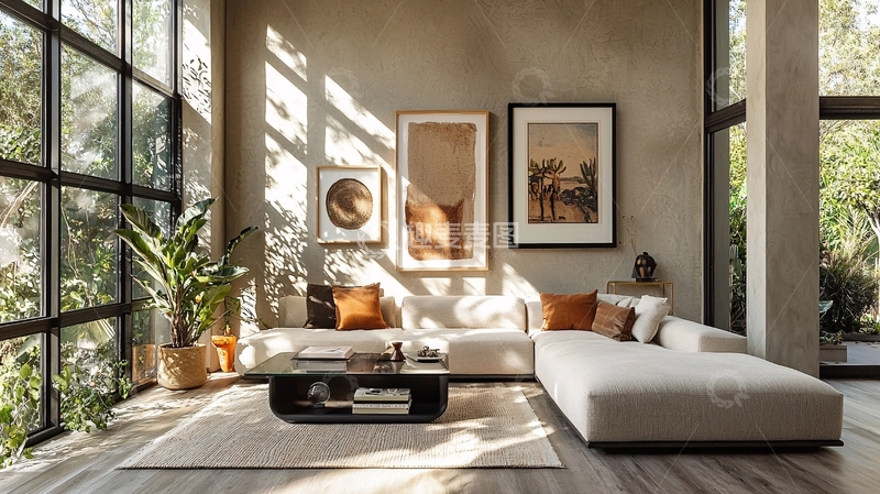 高清大图下载【趣麦麦图】采光充足的现代客厅