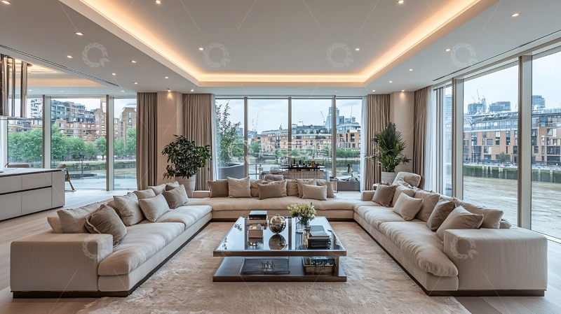 高清大图下载【趣麦麦图】豪华客厅全景