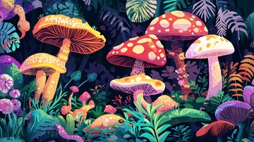 梦幻多彩蘑菇森林