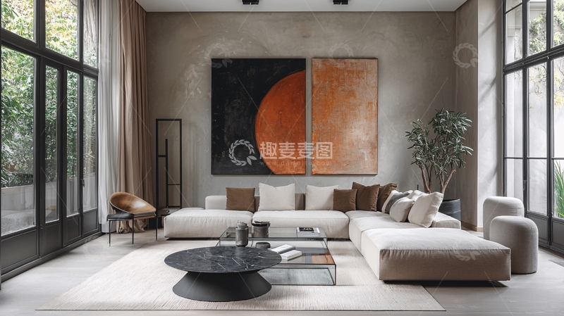 高清大图下载【趣麦麦图】现代极简风客厅