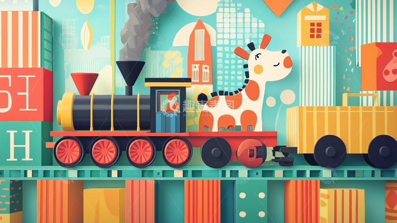 高清大图下载【趣麦麦图】童趣火车卡通图画