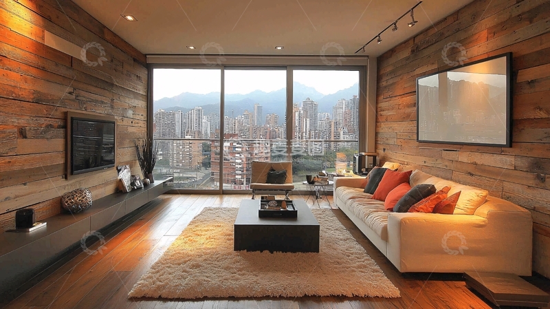 高清大图下载【趣麦麦图】现代简约木质客厅