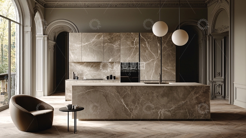 高清大图下载【趣麦麦图】豪华大理石厨房