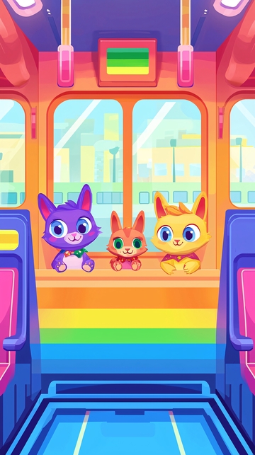 卡通猫咪公交车