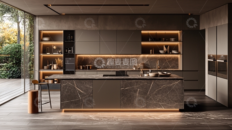高清大图下载【趣麦麦图】现代灰色厨房