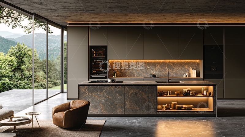 高清大图下载【趣麦麦图】现代简约厨房全景