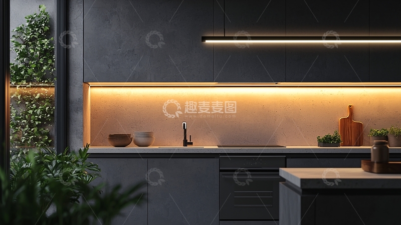 高清大图下载【趣麦麦图】现代简约灰色厨房