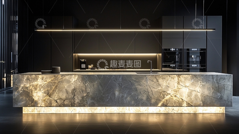 高清大图下载【趣麦麦图】现代极简风格厨房岛台