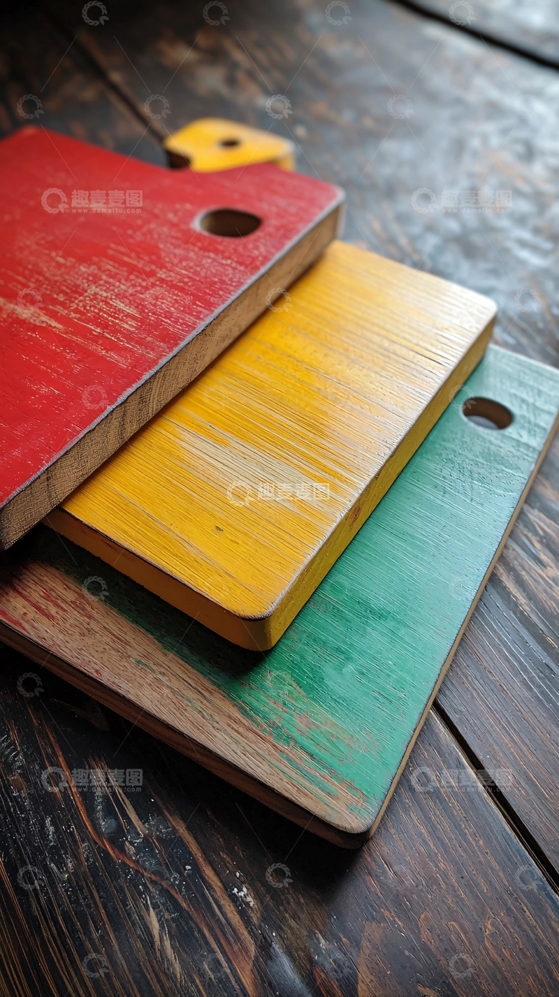 高清大图下载【趣麦麦图】彩色木质砧板