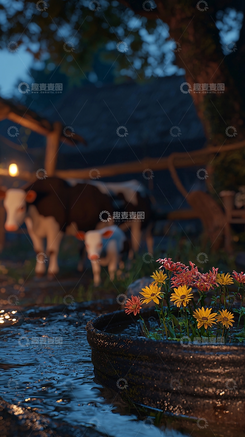 高清大图下载【趣麦麦图】乡村夜景